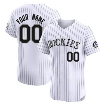 Custom Men's Elite Colorado Rockies White Home Jersey
