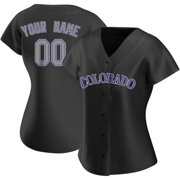 Custom Women's Authentic Colorado Rockies Black Alternate Jersey
