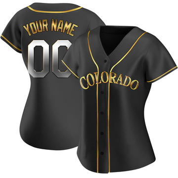 Custom Women's Replica Colorado Rockies Black Golden Alternate Jersey
