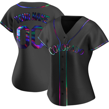 Custom Women's Replica Colorado Rockies Black Holographic Alternate Jersey