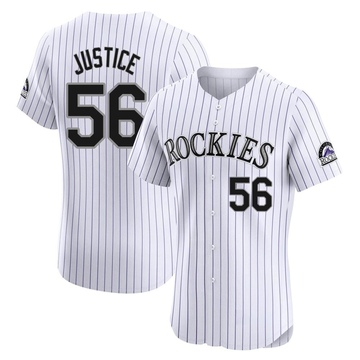 Evan Justice Men's Elite Colorado Rockies White Home Jersey