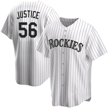 Evan Justice Men's Replica Colorado Rockies White Home Jersey