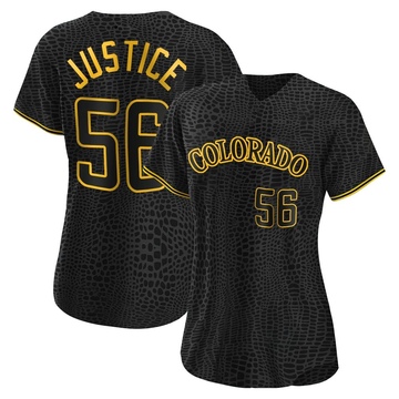 Evan Justice Women's Replica Colorado Rockies Black Snake Skin City Jersey