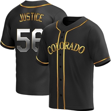 Evan Justice Youth Replica Colorado Rockies Black Golden Alternate Jersey