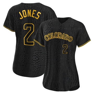 Greg Jones Women's Replica Colorado Rockies Black Snake Skin City Jersey