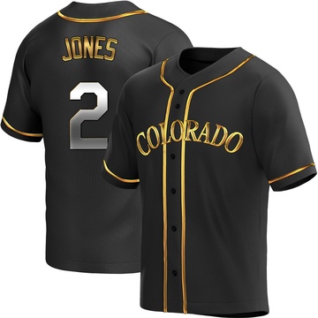 Greg Jones Youth Replica Colorado Rockies Black Golden Alternate Jersey