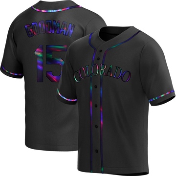 Hunter Goodman Men's Replica Colorado Rockies Black Holographic Alternate Jersey