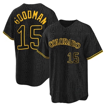 Hunter Goodman Men's Replica Colorado Rockies Black Snake Skin City Jersey