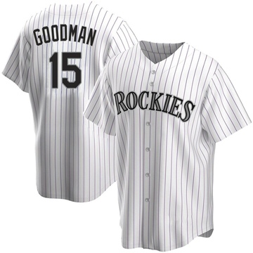 Hunter Goodman Men's Replica Colorado Rockies White Home Jersey