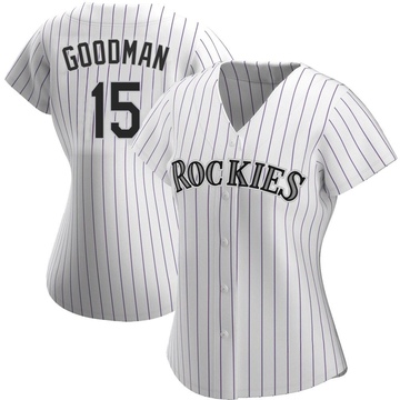 Hunter Goodman Women's Authentic Colorado Rockies White Home Jersey
