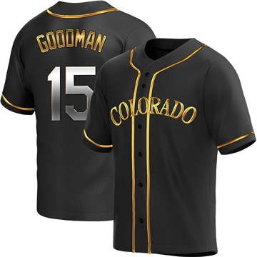Hunter Goodman Youth Replica Colorado Rockies Black Golden Alternate Jersey