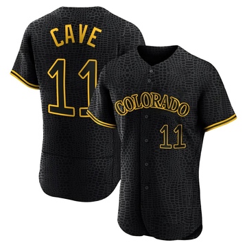 Jake Cave Men's Authentic Colorado Rockies Black Snake Skin City Jersey