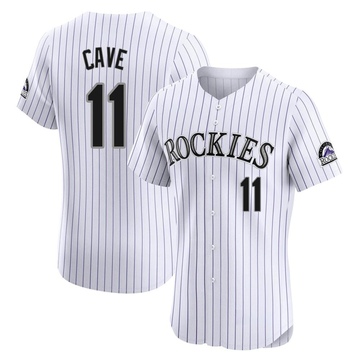 Jake Cave Men's Elite Colorado Rockies White Home Jersey
