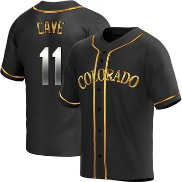 Jake Cave Men's Replica Colorado Rockies Black Golden Alternate Jersey