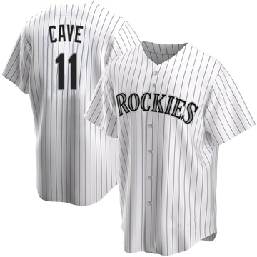 Jake Cave Men's Replica Colorado Rockies White Home Jersey