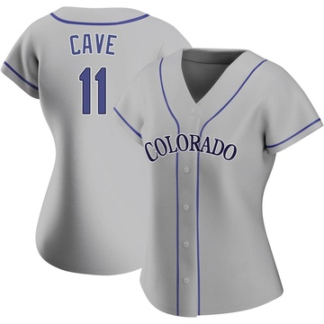 Jake Cave Women's Authentic Colorado Rockies Gray Road Jersey