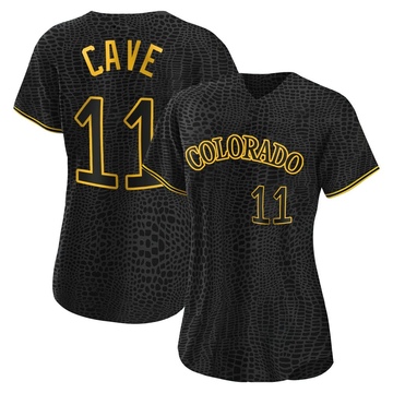Jake Cave Women's Replica Colorado Rockies Black Snake Skin City Jersey