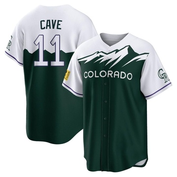 Jake Cave Youth Replica Colorado Rockies Green 2022 City Connect Jersey