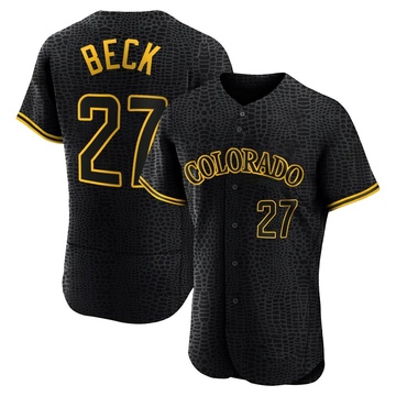 Jordan Beck Men's Authentic Colorado Rockies Black Snake Skin City Jersey