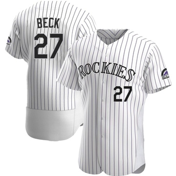 Jordan Beck Men's Authentic Colorado Rockies White Home Jersey