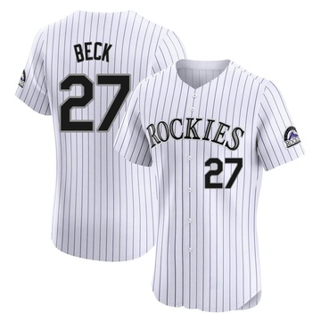 Jordan Beck Men's Elite Colorado Rockies White Home Jersey