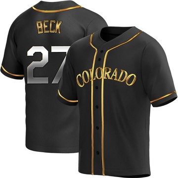 Jordan Beck Men's Replica Colorado Rockies Black Golden Alternate Jersey