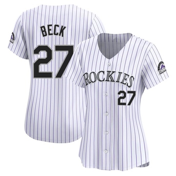 Jordan Beck Women's Limited Colorado Rockies White Home Jersey