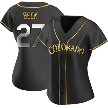 Jordan Beck Women's Replica Colorado Rockies Black Golden Alternate Jersey
