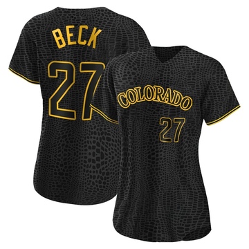 Jordan Beck Women's Replica Colorado Rockies Black Snake Skin City Jersey