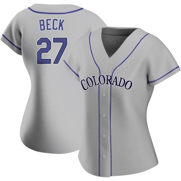 Jordan Beck Women's Replica Colorado Rockies Gray Road Jersey