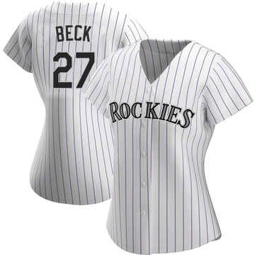 Jordan Beck Women's Replica Colorado Rockies White Home Jersey
