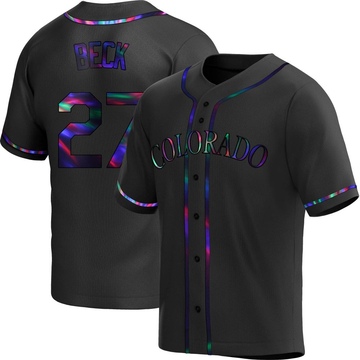 Jordan Beck Youth Replica Colorado Rockies Black Holographic Alternate Jersey