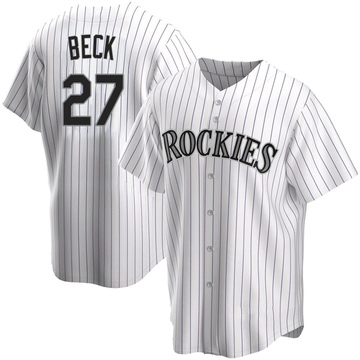 Jordan Beck Youth Replica Colorado Rockies White Home Jersey