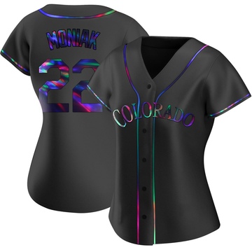 Mickey Moniak Women's Replica Colorado Rockies Black Holographic Alternate Jersey