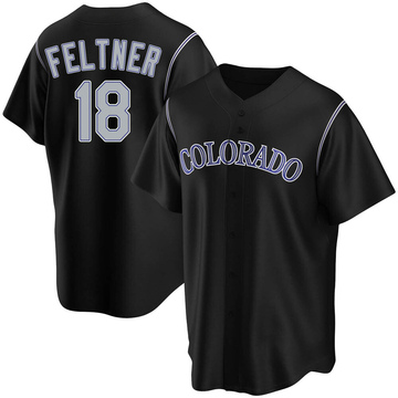 Ryan Feltner Men's Replica Colorado Rockies Black Alternate Jersey
