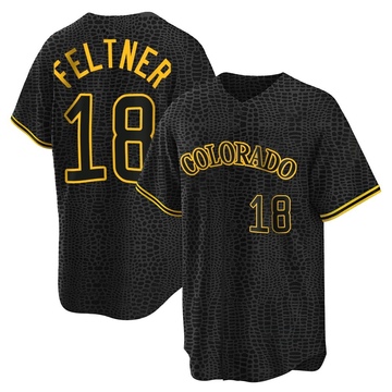 Ryan Feltner Men's Replica Colorado Rockies Black Snake Skin City Jersey