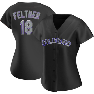 Ryan Feltner Women's Replica Colorado Rockies Black Alternate Jersey