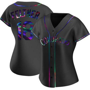 Ryan Feltner Women's Replica Colorado Rockies Black Holographic Alternate Jersey