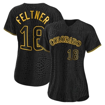 Ryan Feltner Women's Replica Colorado Rockies Black Snake Skin City Jersey