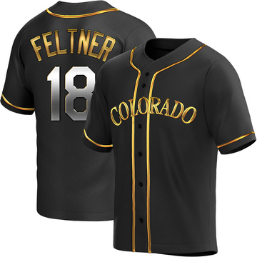 Ryan Feltner Youth Replica Colorado Rockies Black Golden Alternate Jersey
