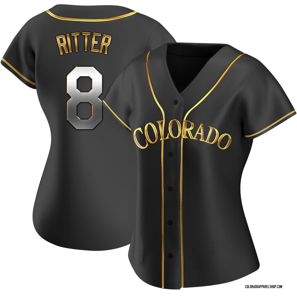 Ryan Ritter Women's Replica Colorado Rockies Black Golden Alternate Jersey