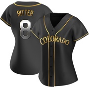 Ryan Ritter Women's Replica Colorado Rockies Black Golden Alternate Jersey