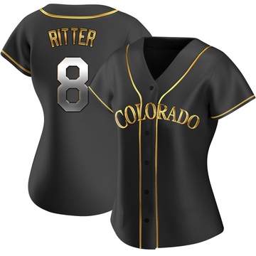 Ryan Ritter Women's Replica Colorado Rockies Black Golden Alternate Jersey