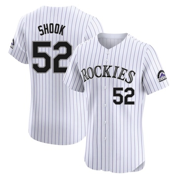 TJ Shook Men's Elite Colorado Rockies White Home Jersey