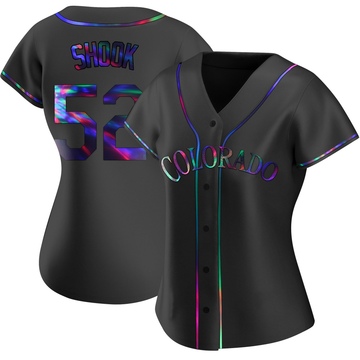 TJ Shook Women's Replica Colorado Rockies Black Holographic Alternate Jersey