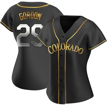 Tanner Gordon Women's Replica Colorado Rockies Black Golden Alternate Jersey