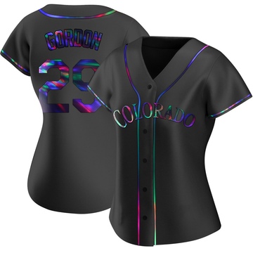 Tanner Gordon Women's Replica Colorado Rockies Black Holographic Alternate Jersey