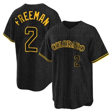 Tyler Freeman Youth Replica Colorado Rockies Black Snake Skin City Jersey